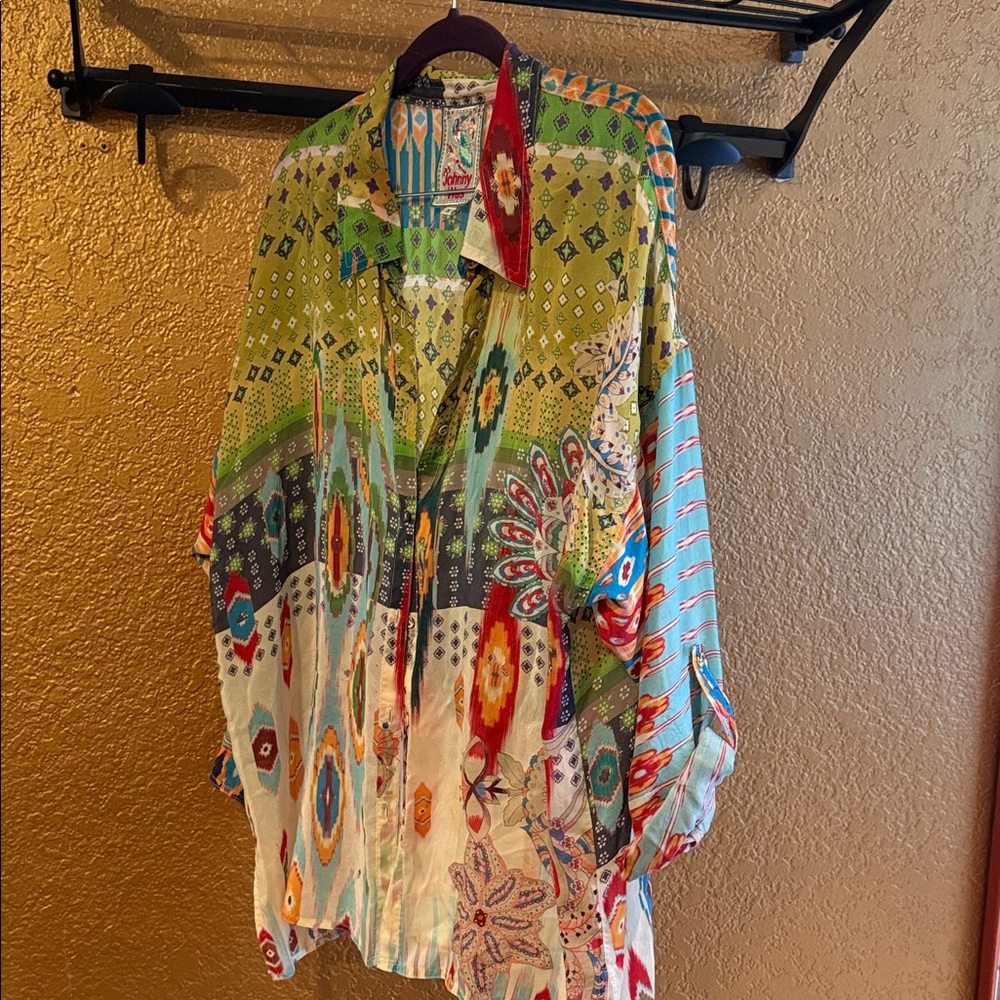 Johnny Was Multicolor Patterned Button Up Shirt - image 10